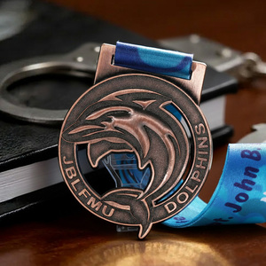 Medallas Deportivas Multiplaca con Figura de Delfín Saltando en 3D, Diseño de Medalla de Natación para Premios de Competición de Natación - Product Image 3