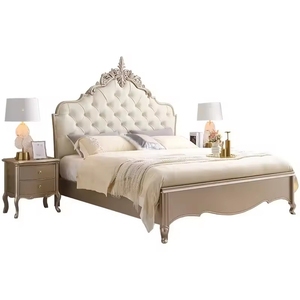 <span class=keywords><strong>Lit</strong></span> capitonné en bois massif de style français personnalisable pour projets hôteliers/appartements - Taille King avec cadre sculpté, OEM/ODM - Product Image 1
