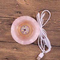 Lampe de bureau à LED en cristal de quartz rose naturel en forme de fleur, lampe de table USB pour le salon, artisanat en pierre brute brute, moderne
