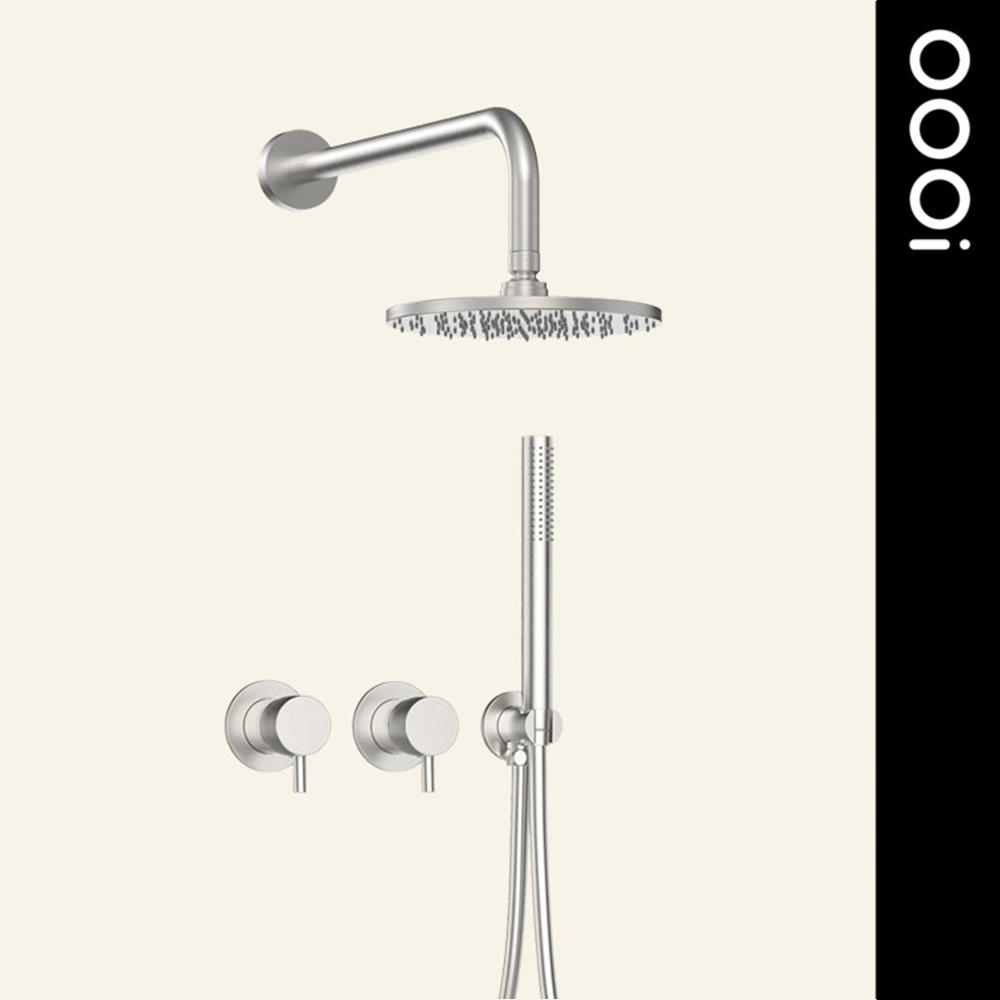 8'' Brushed nickel/ with silver-gray PVC hose