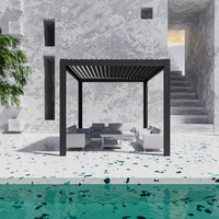 Sistema de Techo de Láminas Motorizado, Impermeable y de Lujo Moderno, Pérgola Bioclimática de Aluminio para Jardín, Patio o Villa