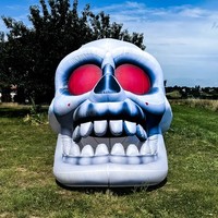 Calavera de Azúcar Inflable Gigante con Sombrero de Copa - Decoración de Jardín para el Día de los Muertos con Luces LED para Halloween