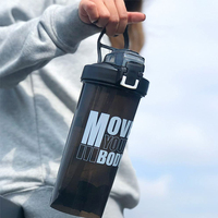 Fonwhy 800ml Protéine sportive personnalisée pour shaker Bouteille sans BPA Gym Workout Verres en plastique avec paille Blender Tasses et mix Ball