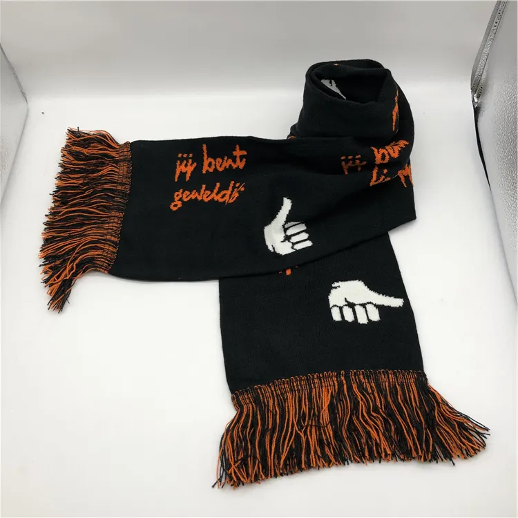 Écharpe Jacquard personnalisée pour femmes et hommes, écharpes tricotées en acrylique pour l'hiver, éventails de l'équipe de Football, écharpes tricotées en Jacquard