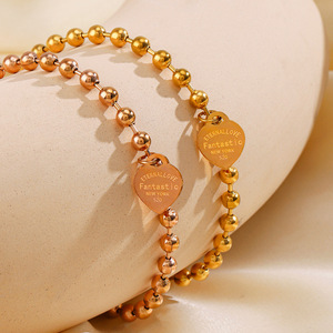 Basquesun phong cách cổ điển 18K vàng thực mạ thép không gỉ Vòng Hạt Vòng đeo tay - Product Image 2