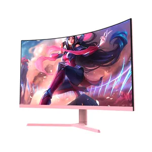 Oem Odm Pink Case Moniteurs Lcd 27 Inch 165Hz Va Screen Computer Led Rgb Light 27" Pc Curved Gaming Monitor With Lifting Base