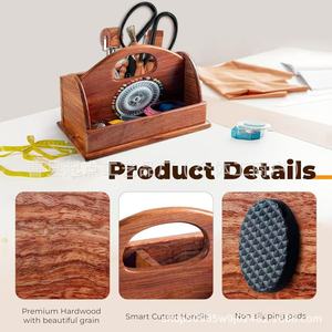 Wooden <b>Sewing</b> Tool Storage <b>Box</b> With Handles And Compartments Desktop Organizer For Craft Supplies - Product Image 2