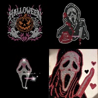 Transferts thermocollants personnalisés en strass effet cristal Bling Bling pour Halloween, pour t-shirts, chapeaux et sacs