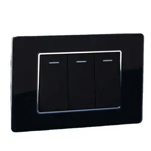 Light Wall Switches Glass Plate Electrical US Standard 118 Type Electric Power 1/2 Way 3 Gang Rocker Switch