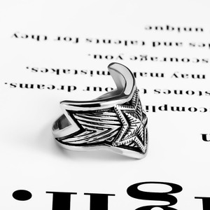 Retro <b>Titanium</b> Steel Five Pointed Star Wide <b>Ring</b> Unisex Index Finger Jewelry SA976 - Product Image 2