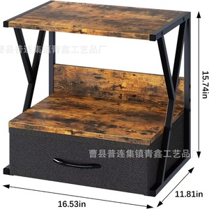 Étagère de rangement combinée en fer et bois à 3 niveaux avec tiroir pour l'organisation du comptoir de cuisine ou du bureau - Product Image 4