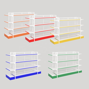 Kainice Heavy Duty Powder Coated <strong>Double</strong> <strong>Sided</strong> Stainless Steel Metal Display Shelf Backboard Wire Supermarket Gondola <strong>Shelving</strong> - Product Image 1