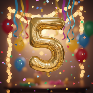 Globo de aluminio dorado con el número 5 para fiestas, decoración para fiestas de cumpleaños, celebraciones - Product Image 2