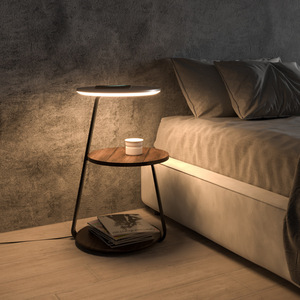Nordic Style Wireless Charging Floor Lamp Luxury Minimalist Modern Bedside Table Lamp Integrated <b>LED</b> Light for Bedroom Living - Product Image 2