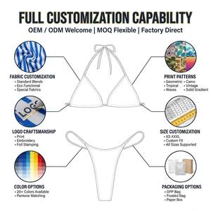 Traje de Baño Ecológico Personalizado para Mujer, Bikini Color Block Rosa y Naranja Atardecer, Top Halter con Lazos Laterales, Braguita Combinable, Ropa de Baño Reciclada - Product Image 2