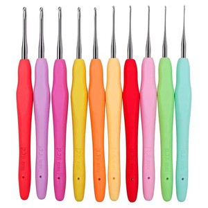 Juego <span class=keywords><strong>de</strong></span> 10 ganchillos <span class=keywords><strong>de</strong></span> encaje TPR con mango suave, coloridos, finos, estilo lindo, modelo Owin, <span class=keywords><strong>de</strong></span> grosor estándar. - Product Image 1