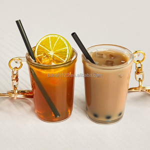 Porte-clés PLA en forme de tasse de boisson simulée de 5 cm, style thé glacé de Hong Kong, mini ornement suspendu en forme de sachet de thé, vente en gros, petits articles alimentaires en vrac - Product Image 5