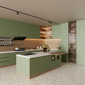 Ensemble d'armoires de cuisine Aige, style simple, en MDF, finition mélamine, portes en panneaux de papier, pour une cuisine au design moderne - Product Image 1