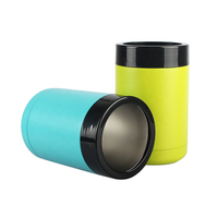 Refroidisseur de canettes en acier inoxydable 12 oz, isolé sous vide, écologique, portable, support pour bouteille de bière, gobelet à double paroi avec couvercle 2-en-1