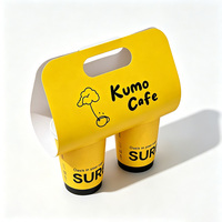 Support de tasses à café en papier écologique de qualité alimentaire avec logo personnalisé, pelliculage mat, pour 2 tasses, emballage à emporter