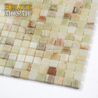 Mini Quadratische Premium Marmor-Mosaik-Wandfliese für Innenwände, Schickes Design, Ambiente-Elevation, Flieder-Marmor, Onyx-Grüner Stein