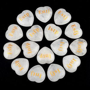 <strong>Chakra</strong> Natural Clear Quartz Heart Stone with <strong>Engraved</strong> MBTI Personality Reiki Polished Palm <strong>Stones</strong> Handmade Crafts for Women Men - Product Image 6