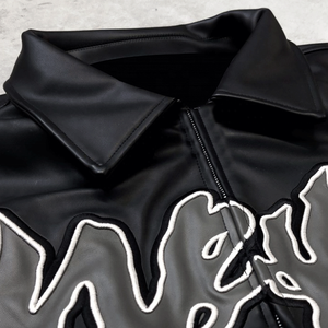 맞춤 자수 그래픽 로고 오토바이 야구 레터맨 바시티 코트 지퍼 가죽 디자이너 봄버 히티드 퍼 재킷 - Product Image 4