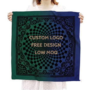 Pañuelo Cuadrado con Logotipo Personalizado, Impresión Digital, Diseño a Cuadros, Poliéster, Multifuncional, Casual, para las Cuatro Estaciones - Product Image 1