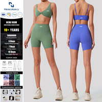 Set Yoga 2 Potong Wanita Polos, Bra Olahraga Lipit Kupu-kupu Bernapas & Celana Pendek Pinggang Tinggi untuk Gym, Lari & Kebugaran Sehari-hari