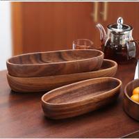 Grand saladier jetable en bois massif de noyer sud-américain Assiette à fruits gravée Assiette à snack pour fruits secs Bois d'acacia