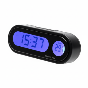 <b>Digital</b> Clock <b>Thermometer</b> For Car Interior Plastic Battery Operated Convenient Auto Accessory - Product Image 1