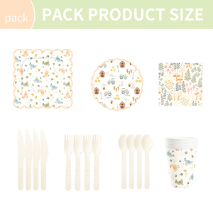 Juego de Vajilla Desechable con Diseño de Granja DAMAI, Platos, Vasos y Servilletas de Papel para Postre y Cena, con Animales y Autos para Fiestas Infantiles - Product Image 6