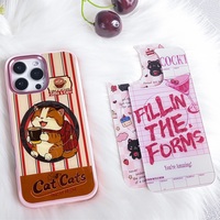 Coque de téléphone à panneau arrière magnétique remplaçable pour Iphone17/17pro/17promax/17air avec le chat de café coloré doré