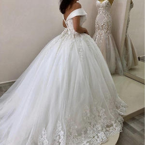 Princess V-neck Classic Ball Gown Floor-Length Natural Waistline <b>Applique</b> Lace Flowers Bride Wedding Dress 100% Polyester - Product Image 2