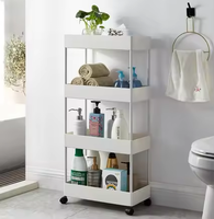Supports et supports de rangement en métal à quatre couches avec roues Chariot de rangement pour cuisine et salle de bain domestique