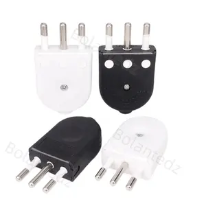 Italian Rewireable Plug 10A 16A Straight Elbow 90 Degree For Italy Power Supply Round 3 PINS Type-L Wiring Plug White Black