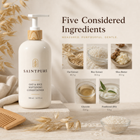 Après-shampoing adoucissant à l'avoine et au riz, marque privée, 500 ml – Formule personnalisée pour des cheveux plus doux et des pointes plus longues, idéal pour les cheveux secs