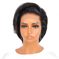 Perruques en cheveux humains brésiliens, directement de l'usine, pour coupes courtes Pixie, avec dentelle HD et raie en T, différents styles pour femmes