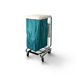 Laundry Cart With Flip Cover 4 Castor Medical Waste Disposal <b>Trolley</b> Hospital Use - Product Image 2