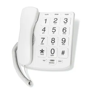 Large button corded phones for hearing and vision impaired seniors phone especially loud ring tone and speakers white