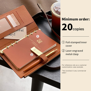 Deluxe A6 Ngân Sách dây kéo Vòng chất kết dính cho văn phòng kinh doanh biểu tượng tùy chỉnh <span class=keywords><strong>PU</strong></span> da notepad máy tính xách tay Tạp Chí kế hoạch dễ thương cho cô gái - Product Image 3