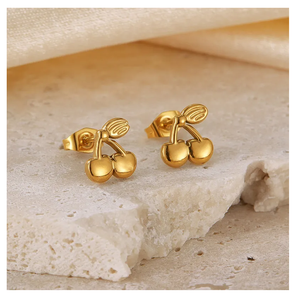 Premium Quality Stainless Steel Women's Fruit Cherry Stud Earrings New <b>Design</b> Fashion Drop <b>Jewelry</b> Exquisite Simple Gift Idea - Product Image 2