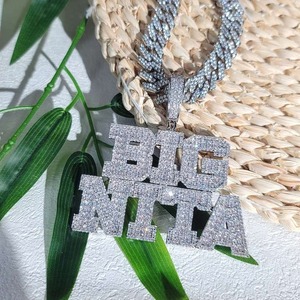 OEM Custom Stylish Varsity Letter Pendant <b>Necklace</b> Moissanite Diamond 925 <b>Silver</b> Luxury Hip Hop Pendant Women's Party - Product Image 3