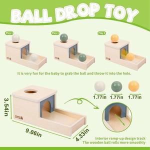 <span class=keywords><strong>Adena</strong></span> Montessori Objekt Permanenz Box mit Tablett, drei Holz kugeln, Montessori Spielzeug für 6-12 Monate Babys - Product Image 5