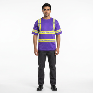 T-shirts de travail haute visibilité pour les ouvriers du bâtiment avec bandes réfléchissantes, logo personnalisé, caractéristiques de sécurité pour les commandes en gros - Product Image 1
