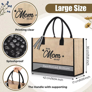 Sacs en jute personnalisés avec logo imprimé, sacs fourre-tout écologiques, grande capacité, sacs en toile de jute pour cadeaux promotionnels - Product Image 2