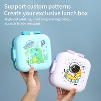 Boîte à lunch pour enfants en plastique de qualité alimentaire, écologique, avec poignée, boîte bento portable, couvercle en plastique, 2 compartiments, anti-fuite