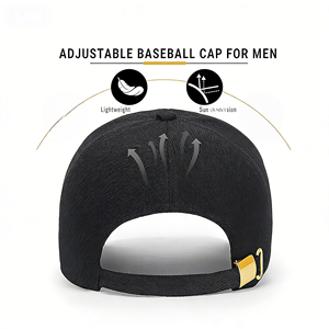 Gorras Deportivas Casuales con Visera Curva <span class=keywords><strong>de</strong></span> 6 Paneles, Color Negro, Logotipo Personalizado, Gorras <span class=keywords><strong>de</strong></span> Béisbol Ajustables Unisex al por Mayor - Product Image 2