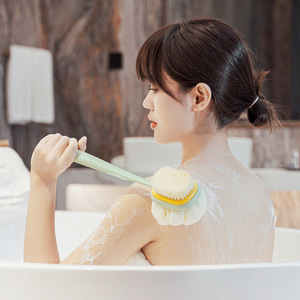 Brosse de bain 2-en-1 en nylon <span class=keywords><strong>UJU</strong></span> avec loofah, manche long, poils doux, pour exfoliation et gommage du dos - Product Image 2