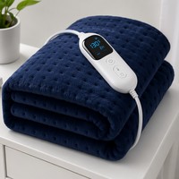 Coussin chauffant électrique de luxe bleu marine OEM/ODM 12*24 pouces avec contrôleur numérique LED, 6 niveaux de chaleur et protection contre la surchauffe